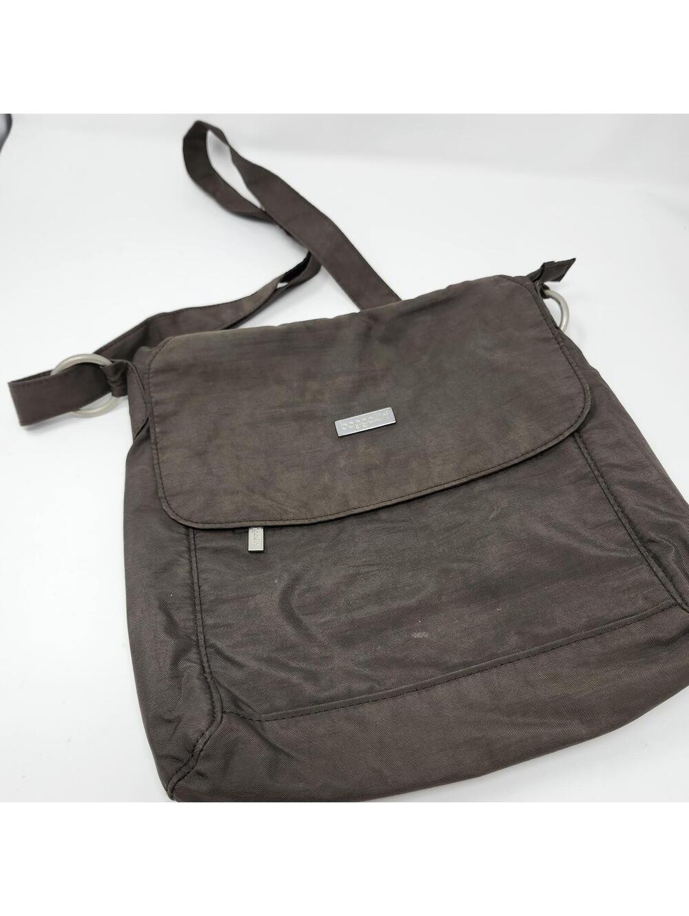 Baggallini Brown Nylon Crossbody Bag Travel Organizer Red Lining